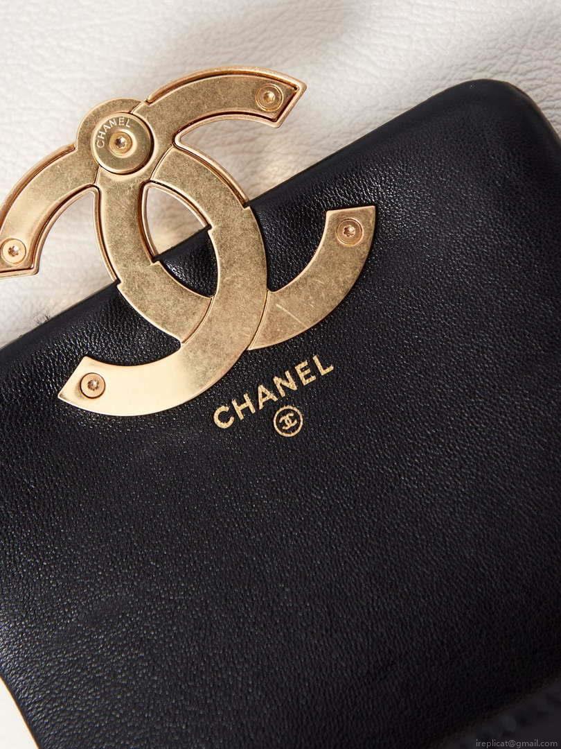 Chanel AP3208 Mini Flap bag With Chain shiny Lambskin & Gold-Tone Metal Black
