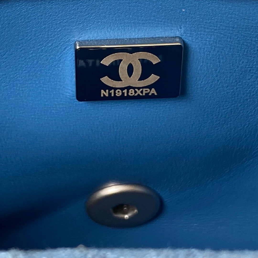 Chanel AS3829 Small Flap Classic Bag Woc Denim Blue