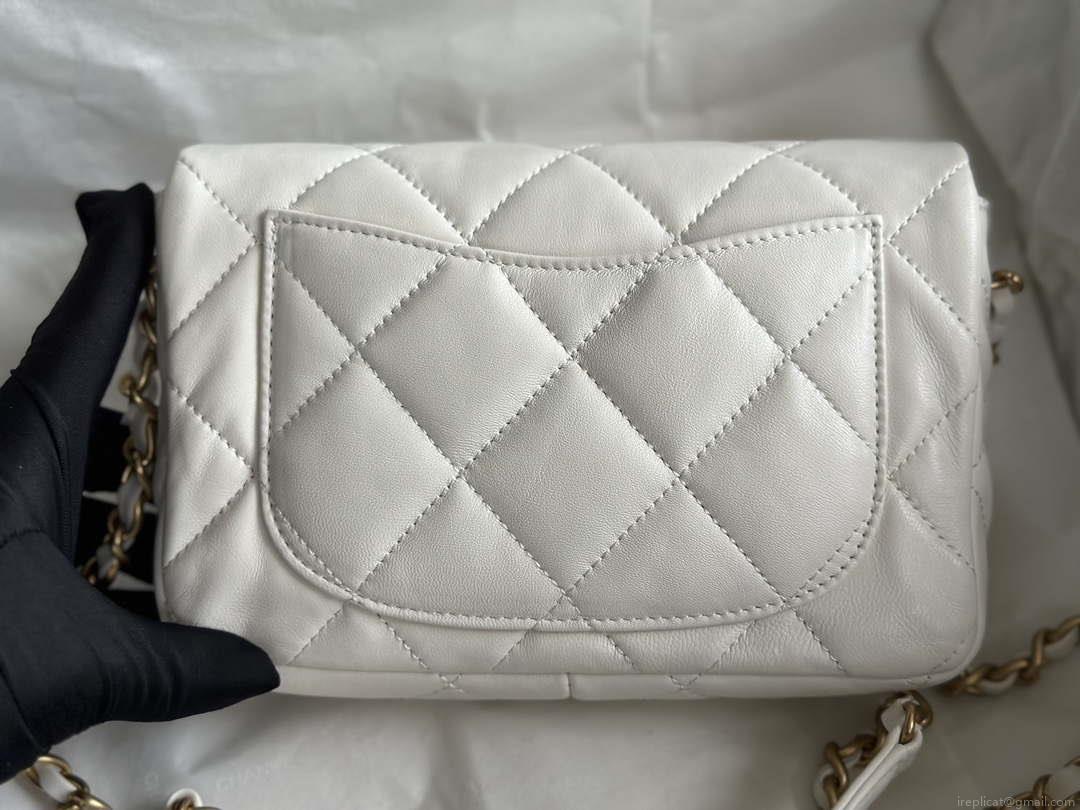 Chanel AS3986 Small Flap Bag Lambskin Plexi & Gold-Tone Metal White