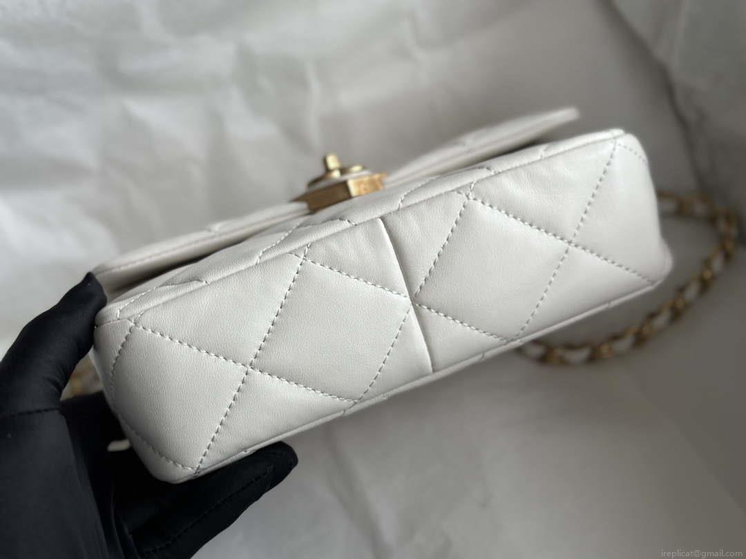 Chanel AS3986 Small Flap Bag Lambskin Plexi & Gold-Tone Metal White