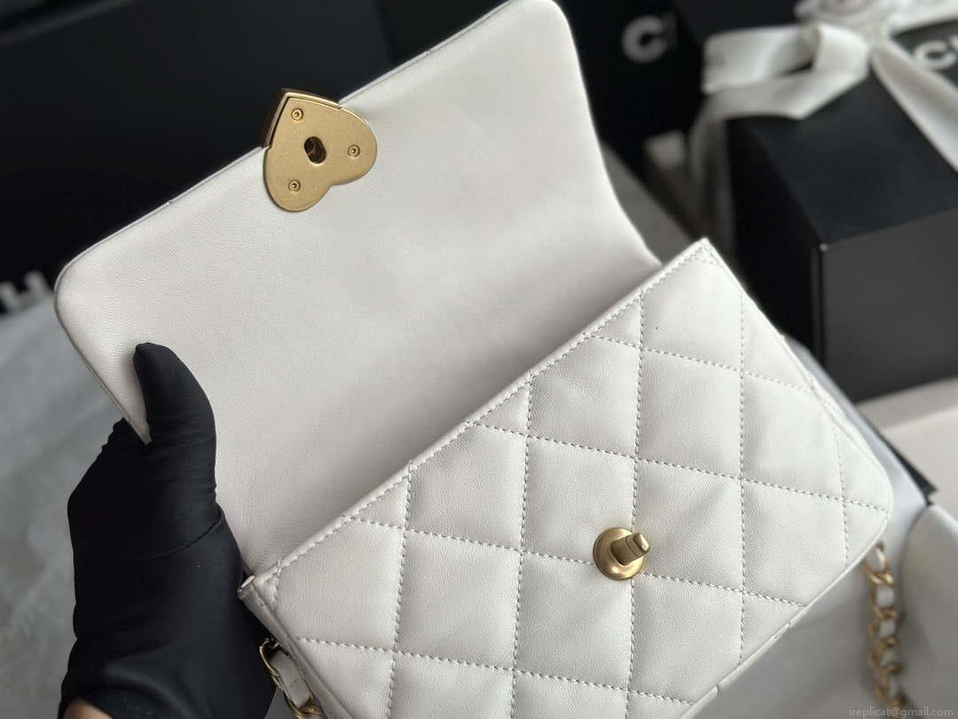 Chanel AS3986 Small Flap Bag Lambskin Plexi & Gold-Tone Metal White