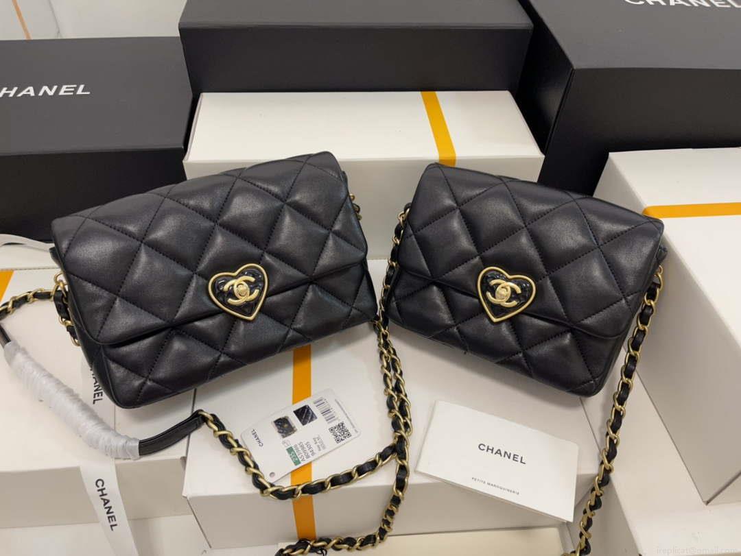 Chanel AS3986 Small Flap Bag Lambskin Plexi & Gold-Tone Metal Black