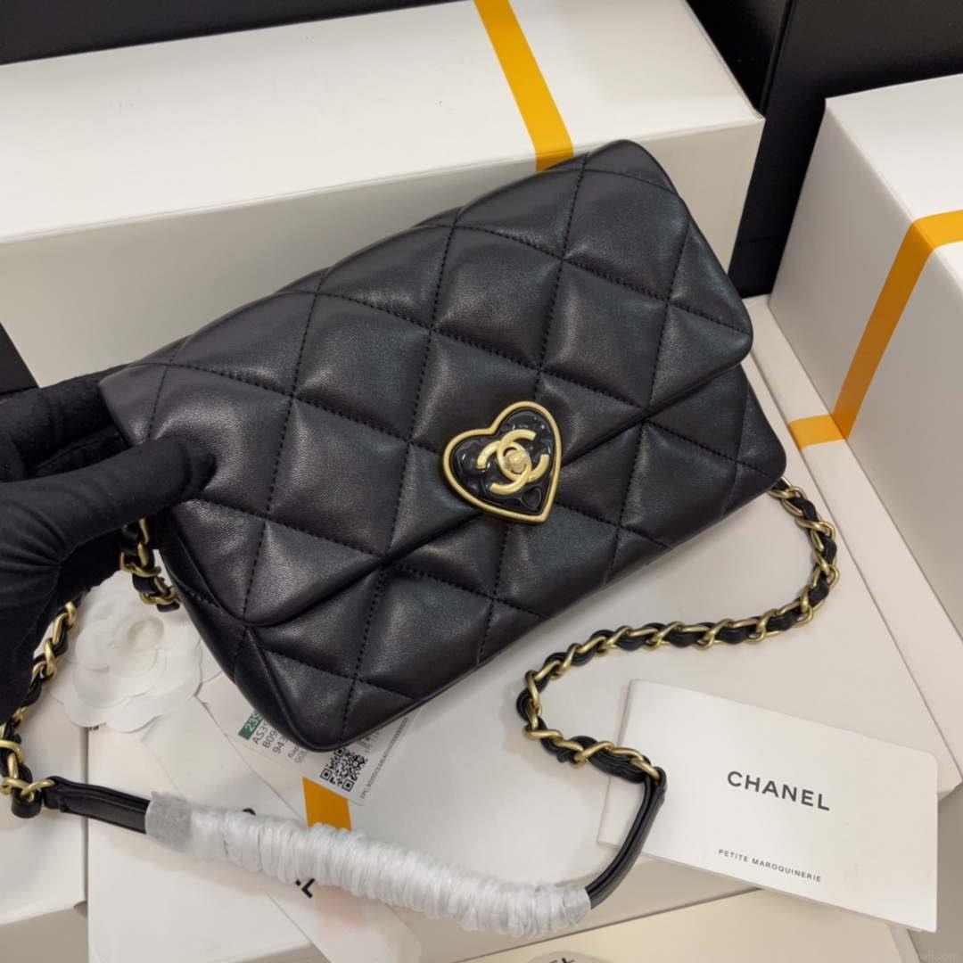 Chanel AS3986 Small Flap Bag Lambskin Plexi & Gold-Tone Metal Black