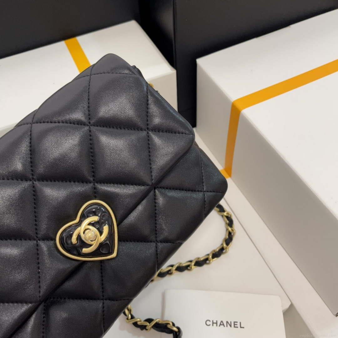 Chanel AS3986 Small Flap Bag Lambskin Plexi & Gold-Tone Metal Black