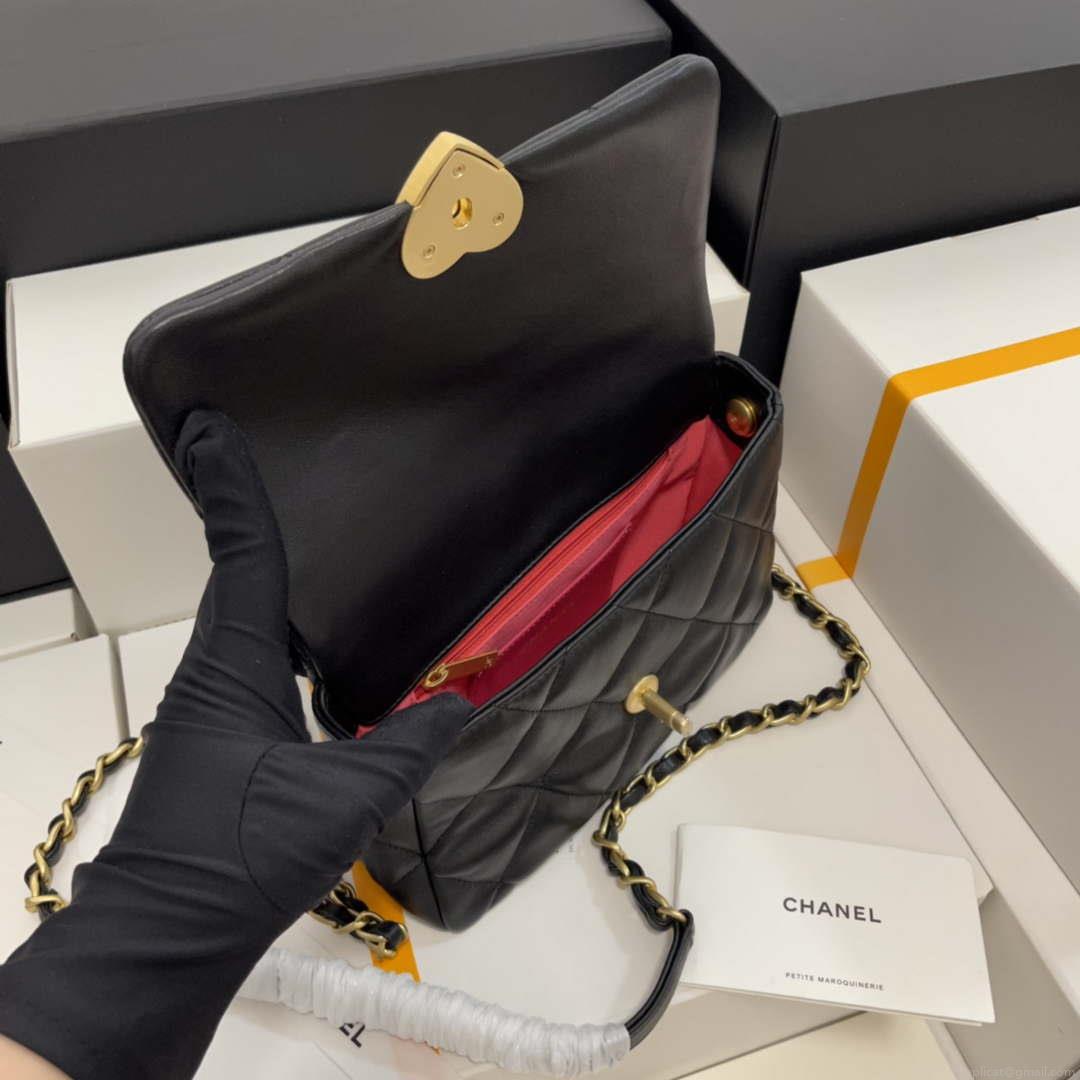 Chanel AS3986 Small Flap Bag Lambskin Plexi & Gold-Tone Metal Black