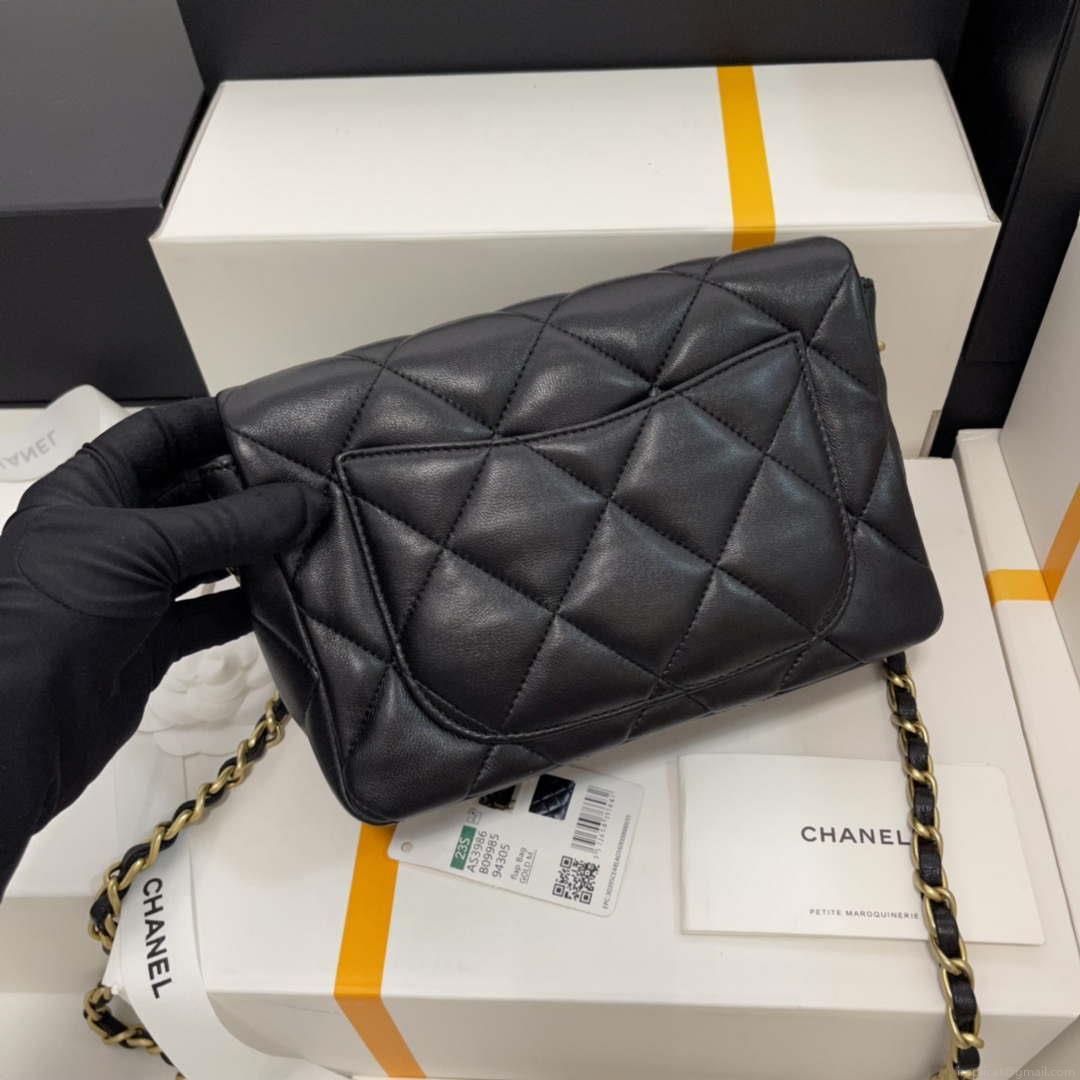 Chanel AS3986 Small Flap Bag Lambskin Plexi & Gold-Tone Metal Black