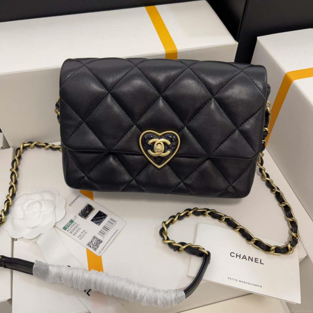 Chanel AS3986 Small Flap Bag Lambskin Plexi & Gold-Tone Metal Black