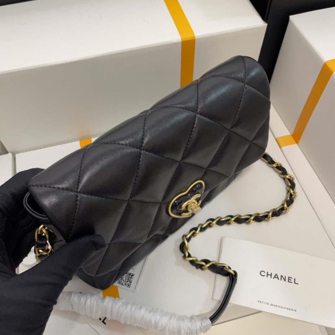 Chanel AS3986 Small Flap Bag Lambskin Plexi & Gold-Tone Metal Black