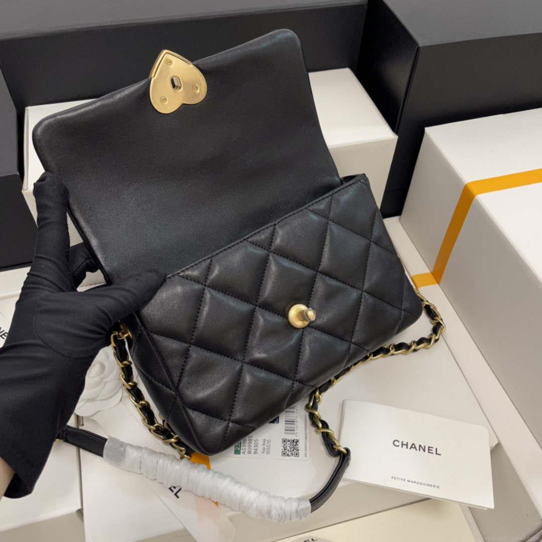 Chanel AS3986 Small Flap Bag Lambskin Plexi & Gold-Tone Metal Black