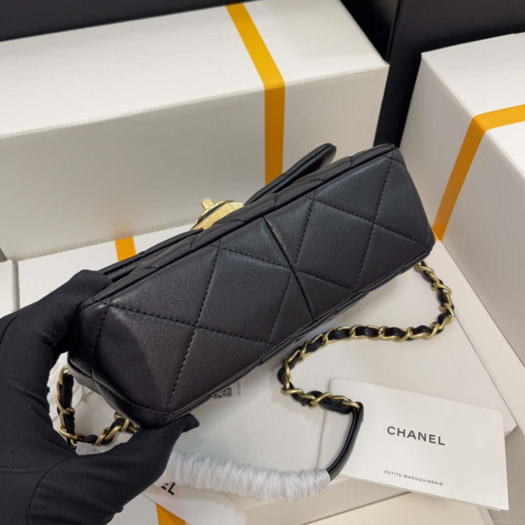 Chanel AS3986 Small Flap Bag Lambskin Plexi & Gold-Tone Metal Black
