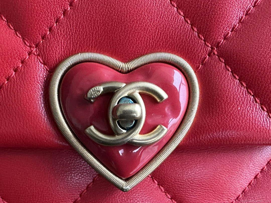 Chanel AS3986 Small Flap Bag Lambskin Plexi & Gold-Tone Meta Red