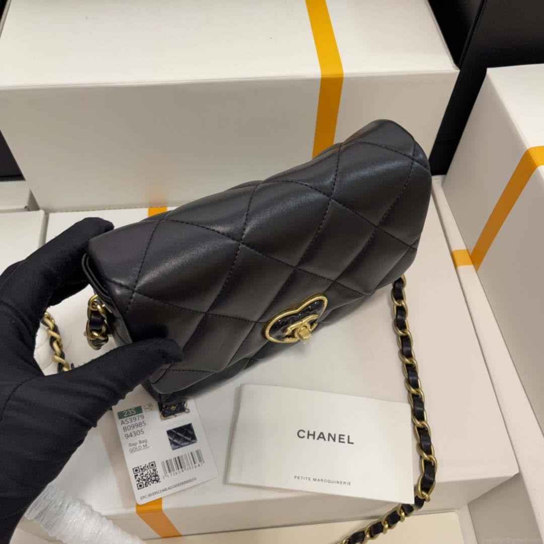 Chanel AS3979 Mini Flap Bag Lambskin Plexi & Gold-Tone Meta Black
