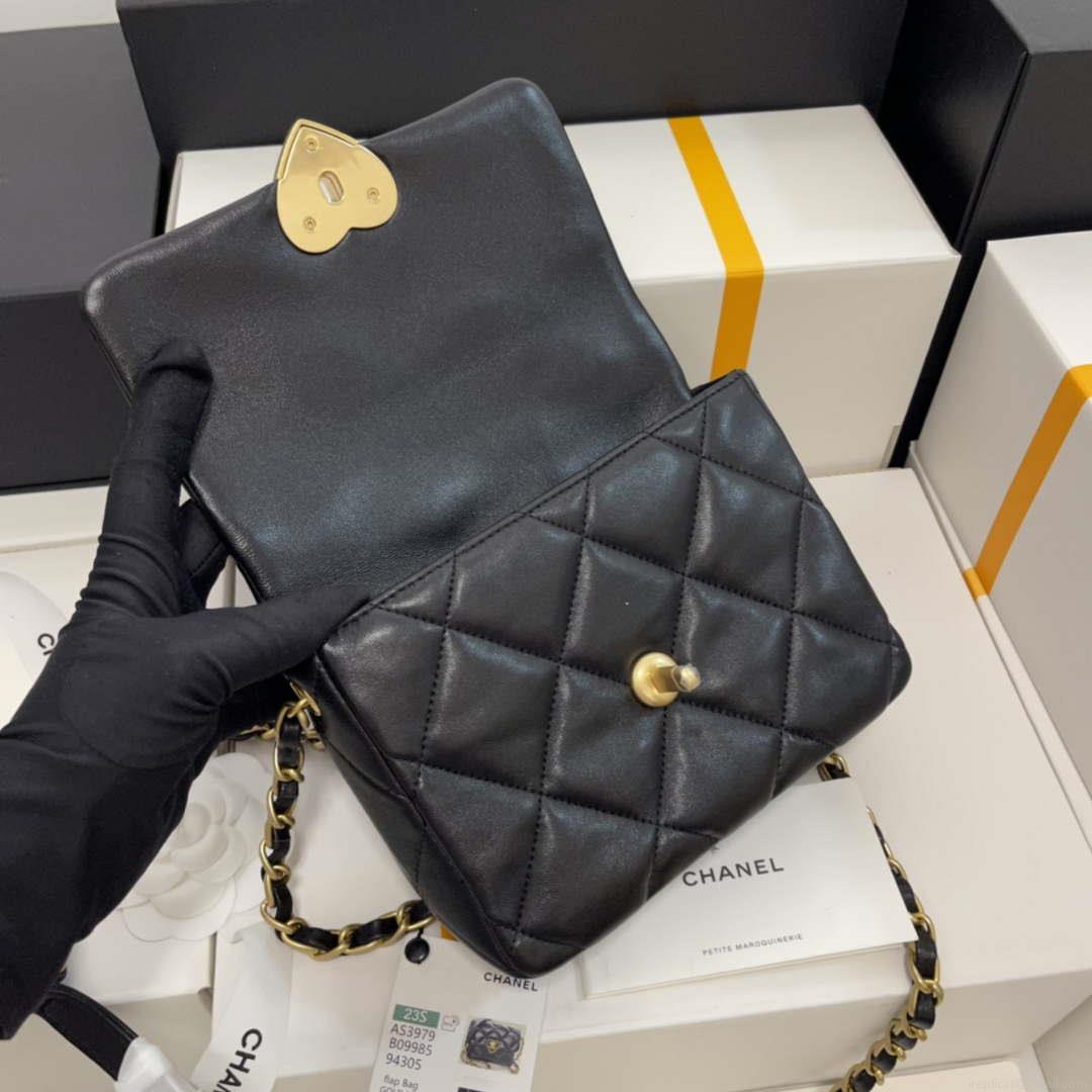 Chanel AS3979 Mini Flap Bag Lambskin Plexi & Gold-Tone Meta Black