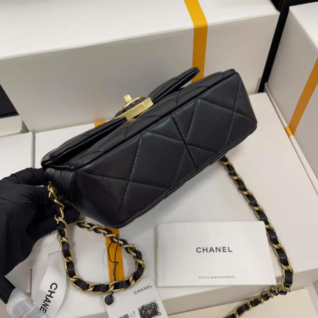 Chanel AS3979 Mini Flap Bag Lambskin Plexi & Gold-Tone Meta Black