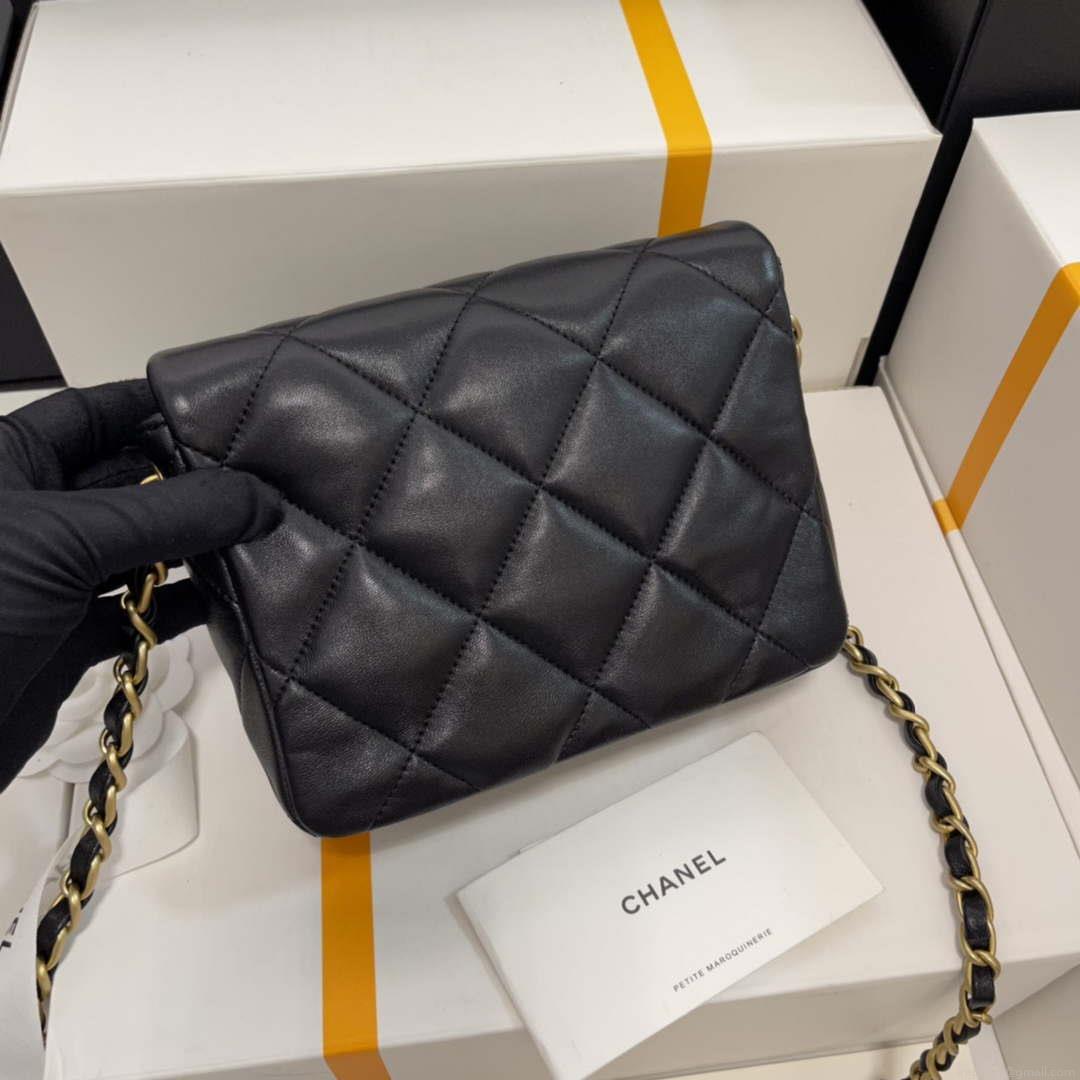 Chanel AS3979 Mini Flap Bag Lambskin Plexi & Gold-Tone Meta Black