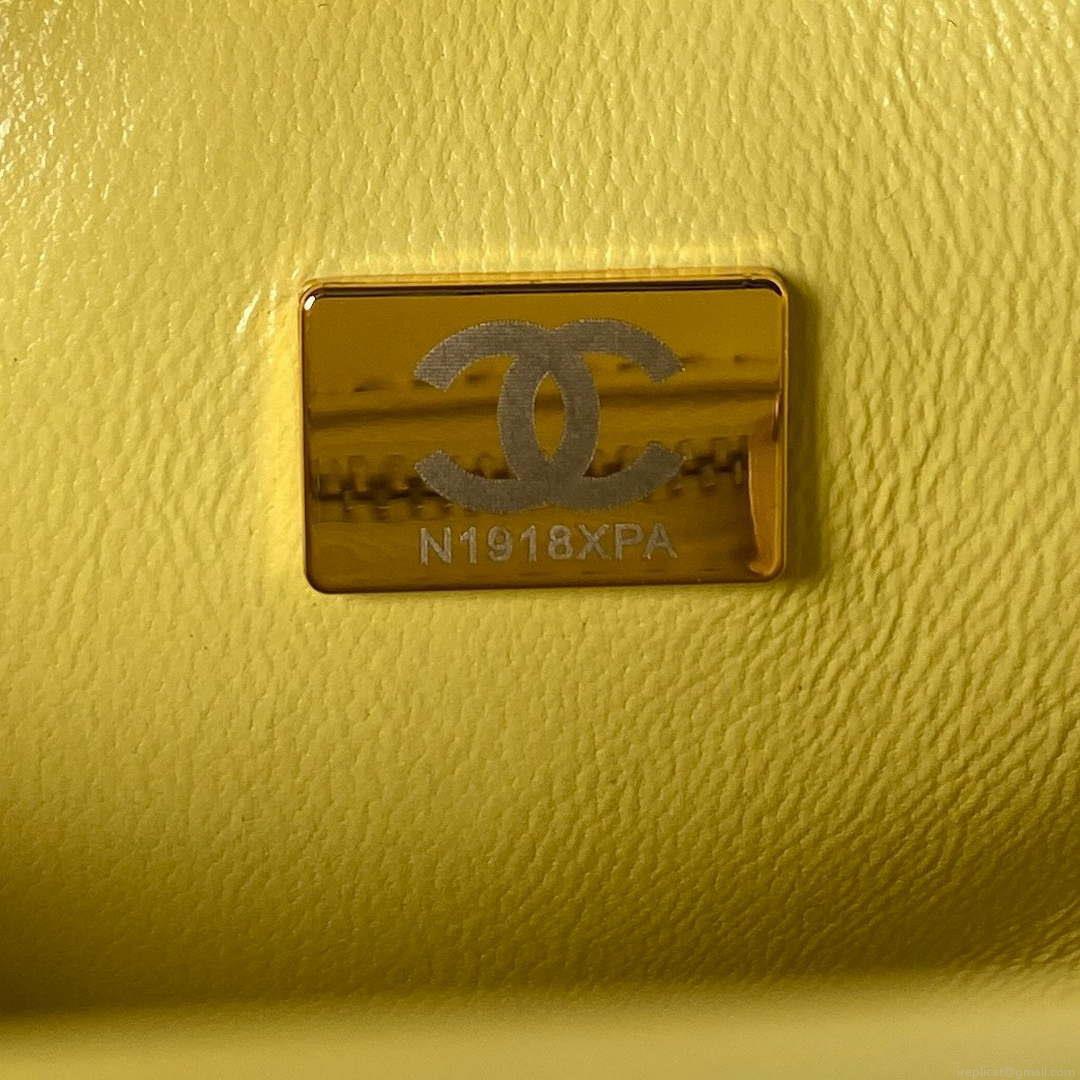 Chanel AS4040 Mini Flap Classic Bag 18 Woc Camellia Lambskin Yellow