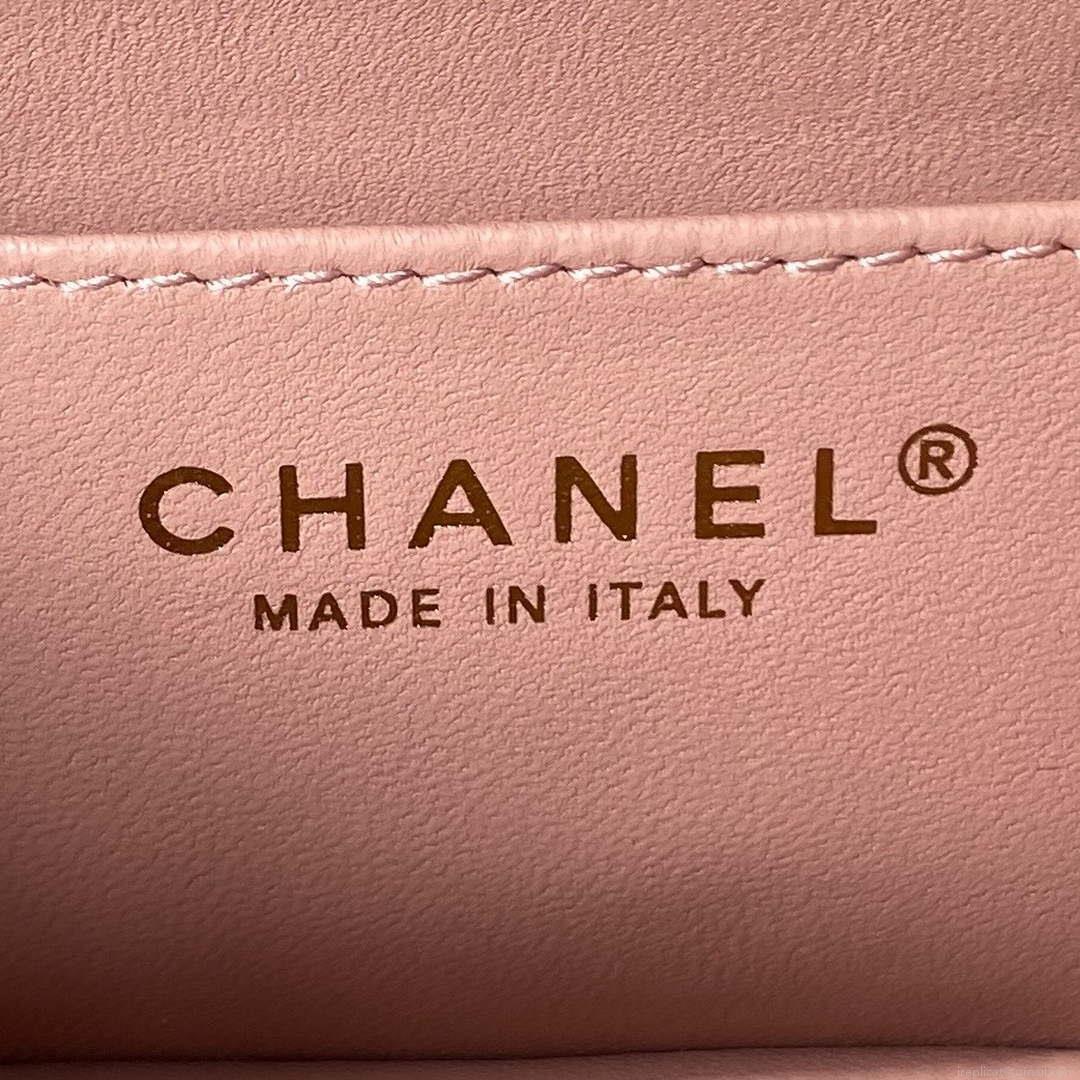Chanel AS4041 Flap Classic Bag CF Camellia Lambskin Pink Gold