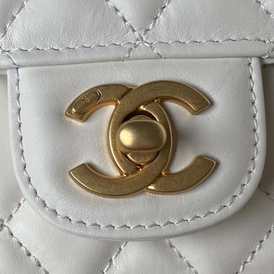 Chanel AS4051 Small Flap Classic Bag CF Lambskin White Gold