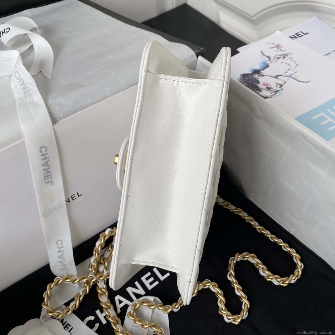Chanel AS4051 Small Flap Classic Bag CF Lambskin White Gold