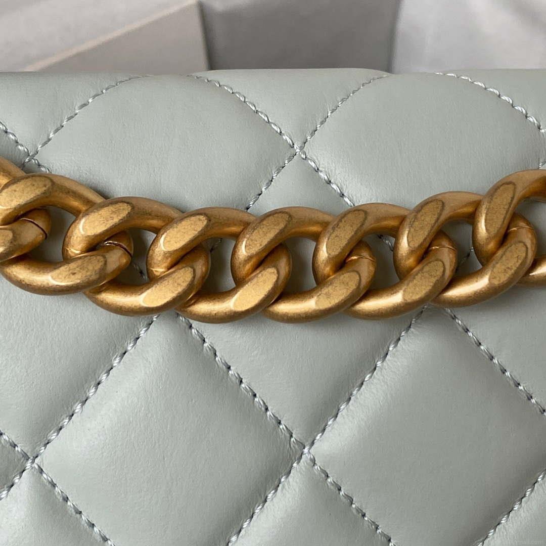 Chanel AS3932 Flap Classic Bag CF Lambskin Light Blue Gold