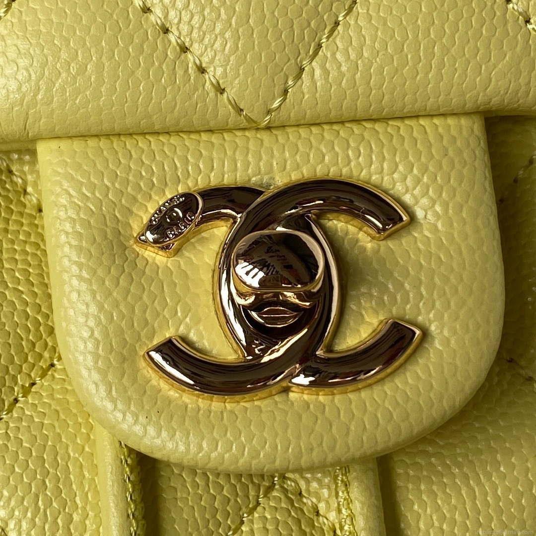 Chanel AS4059 Large Backpack Grained Shiny Calfskin & Gold-Tone Metal Yellow