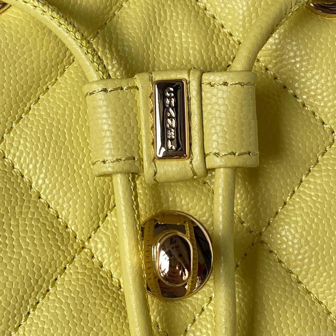 Chanel AS4059 Large Backpack Grained Shiny Calfskin & Gold-Tone Metal Yellow