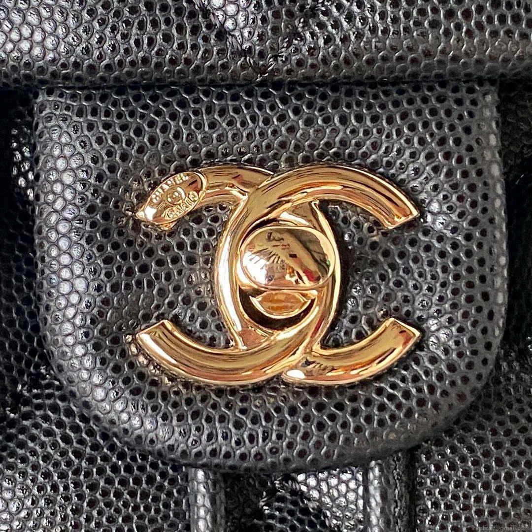 Chanel AS4059 Large Backpack Grained Shiny Calfskin & Gold-Tone Metal Black