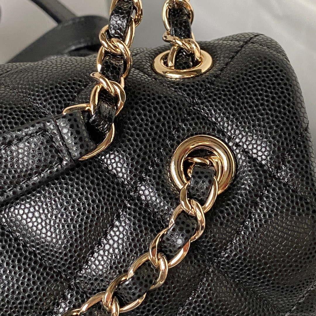 Chanel AS4059 Large Backpack Grained Shiny Calfskin & Gold-Tone Metal Black