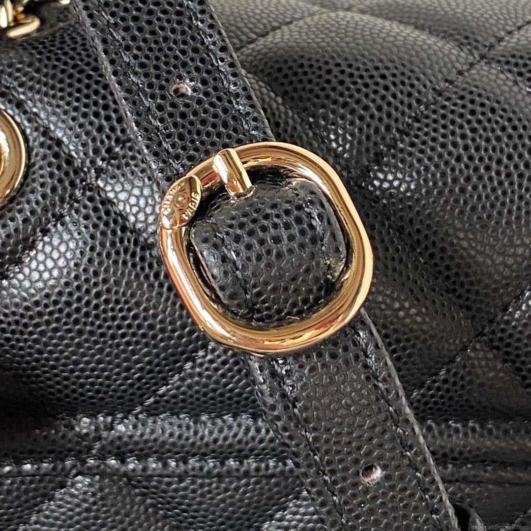Chanel AS4059 Large Backpack Grained Shiny Calfskin & Gold-Tone Metal Black