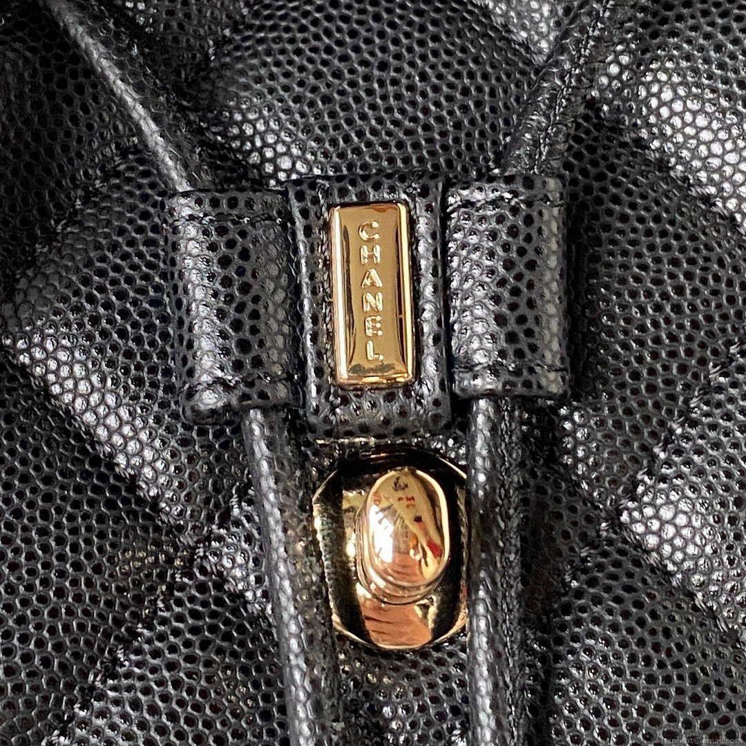 Chanel AS4059 Large Backpack Grained Shiny Calfskin & Gold-Tone Metal Black