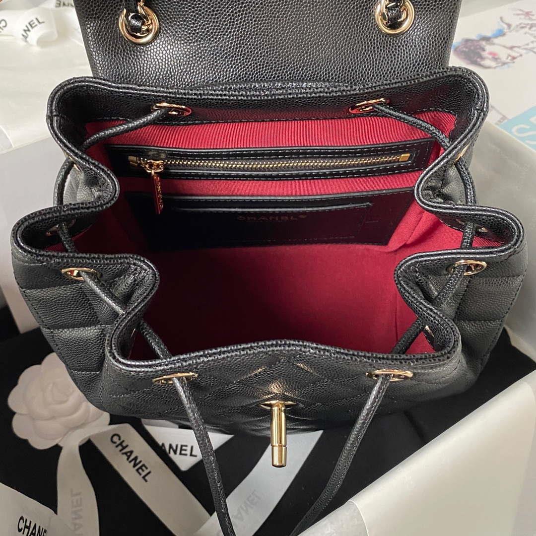 Chanel AS4059 Large Backpack Grained Shiny Calfskin & Gold-Tone Metal Black