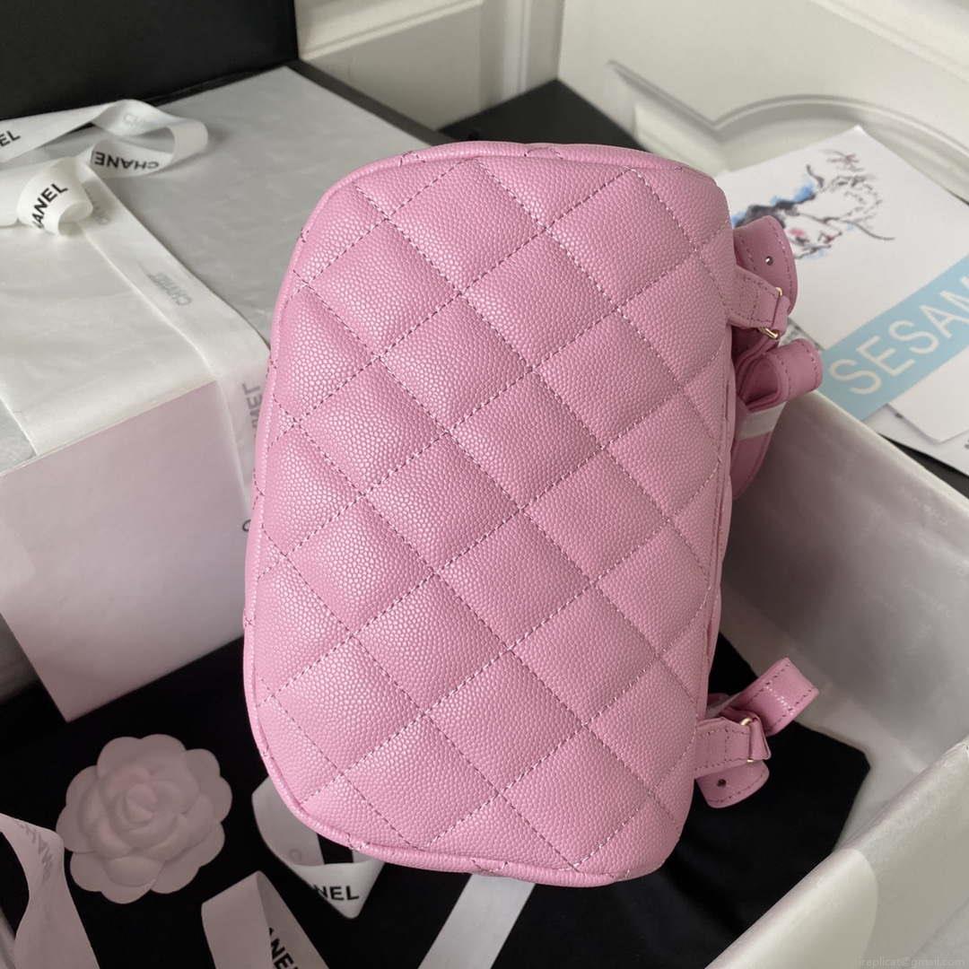 Chanel AS4059 Large Backpack Grained Shiny Calfskin & Gold-Tone Metal Rose Red
