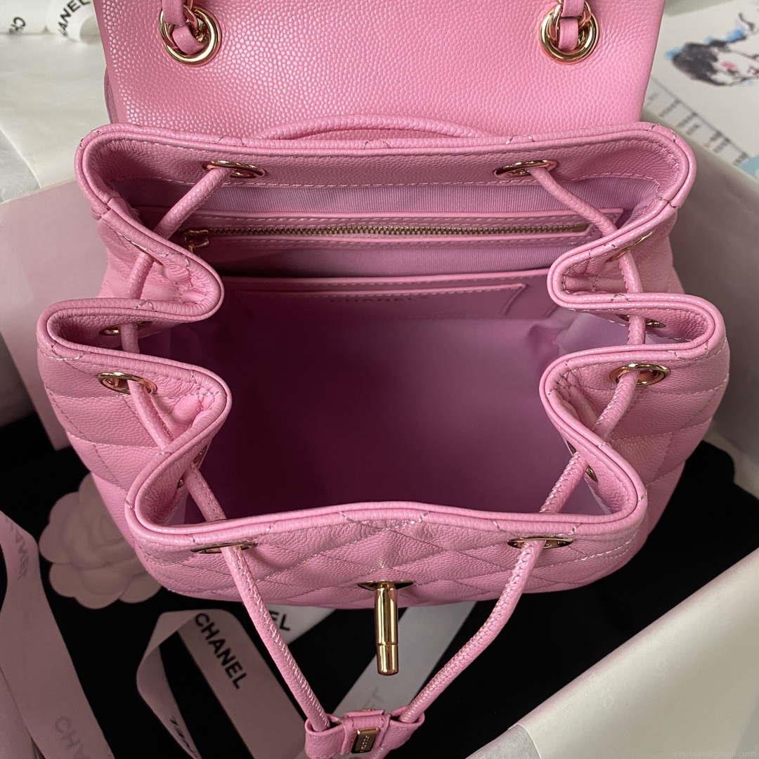 Chanel AS4059 Large Backpack Grained Shiny Calfskin & Gold-Tone Metal Rose Red