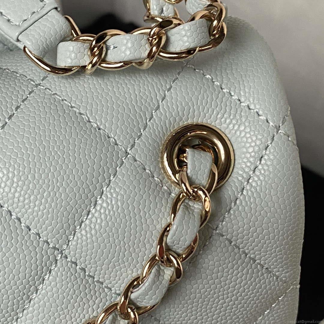 Chanel AS4058 Backpack Grained Shiny Calfskin & Gold-Tone Metal Light Blue