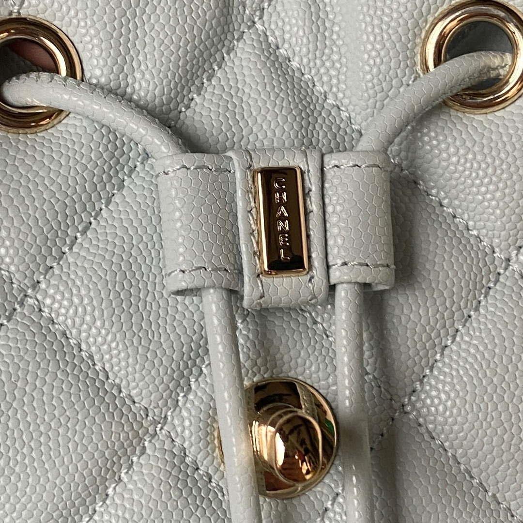 Chanel AS4058 Backpack Grained Shiny Calfskin & Gold-Tone Metal Light Blue
