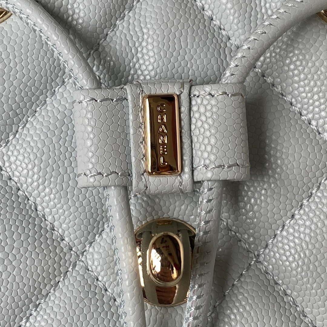 Chanel AS4059 Large Backpack Grained Shiny Calfskin & Gold-Tone Metal Light Blue