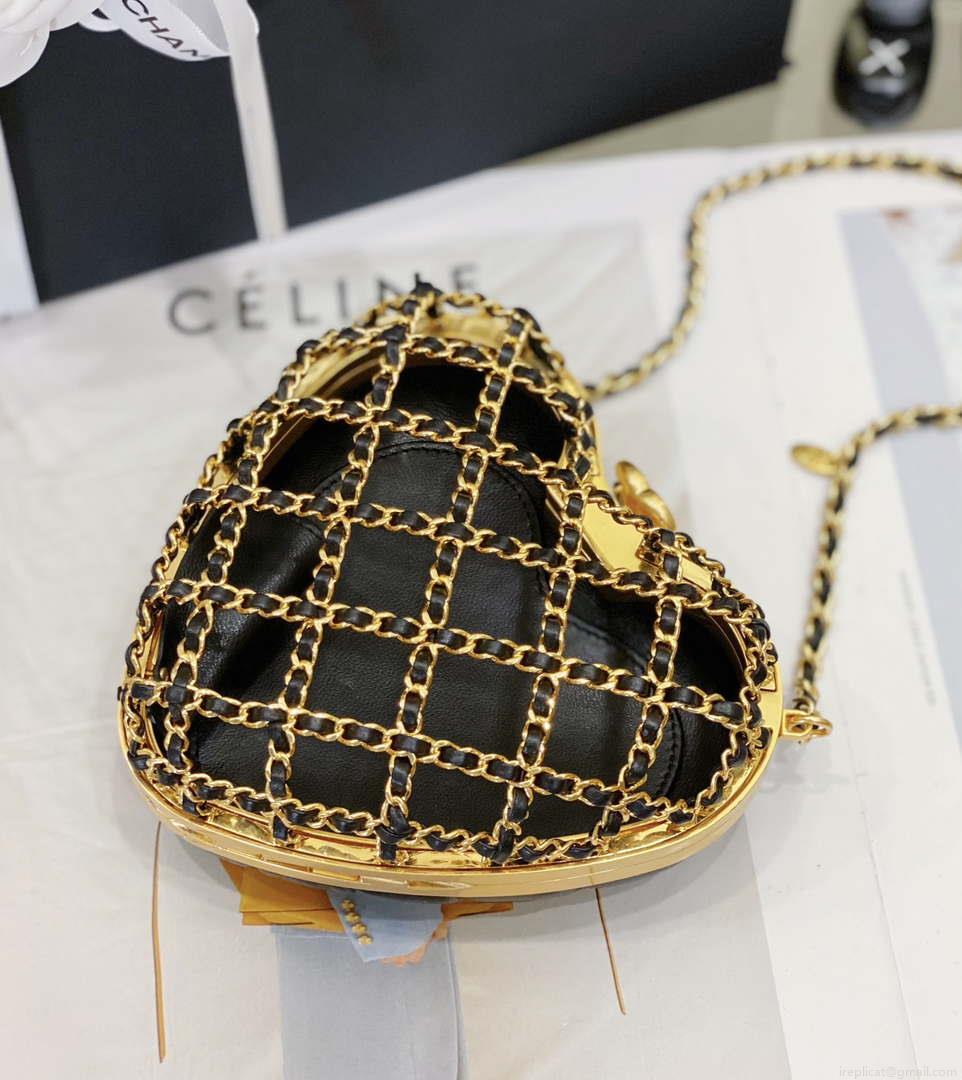 Chanel AS4027 Heart Minaudiere Lambskin Black