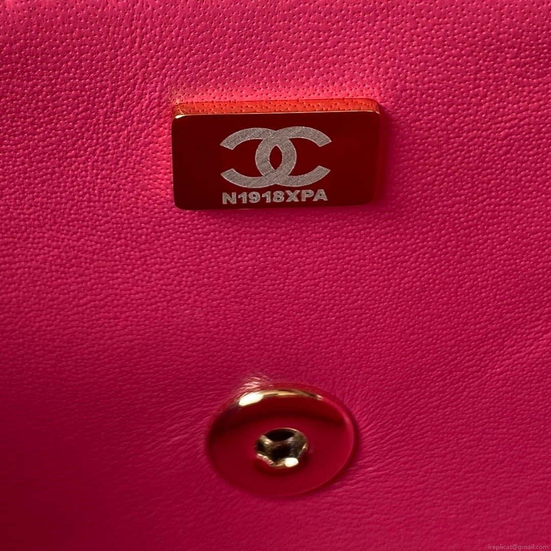 Chanel AS4141 Camellia Embossed With top Handle Bag Rose Red