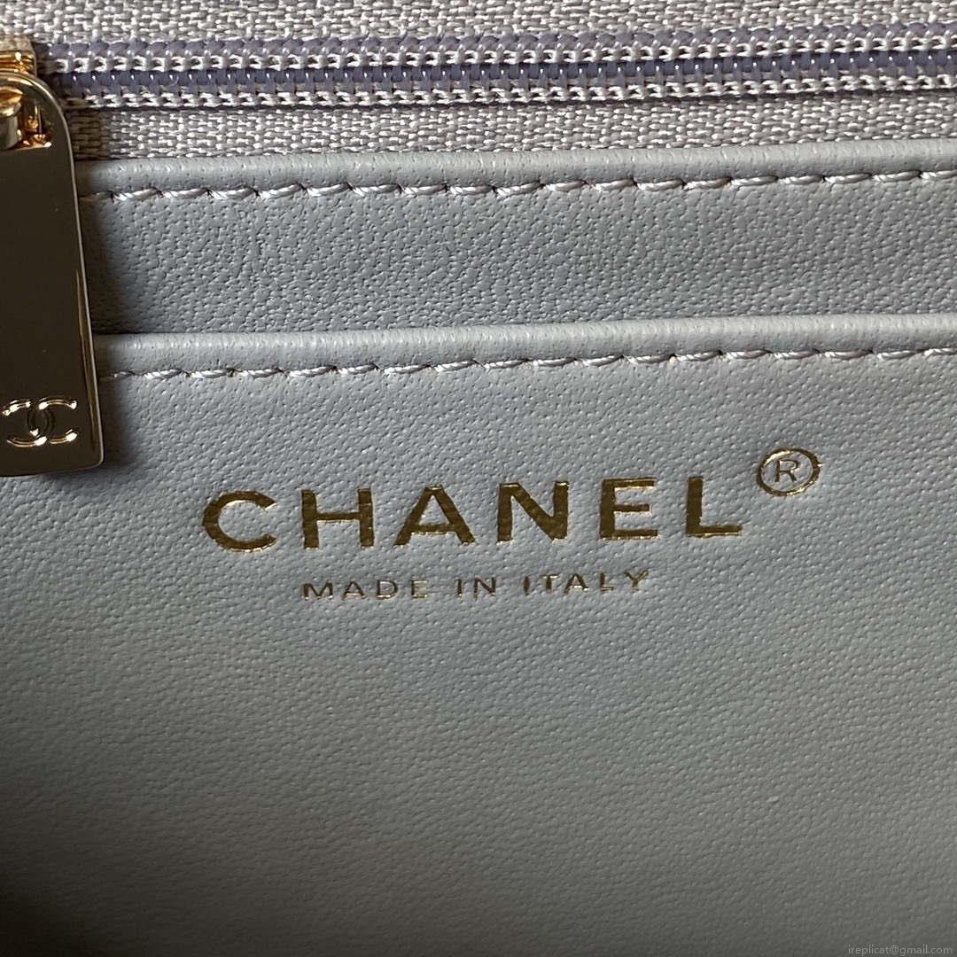 Chanel AS4141 Camellia Embossed With top Handle Bag Gray