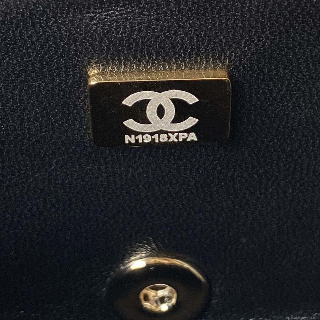 Chanel AS4140 Camellia Embossed With top Handle Bag Black