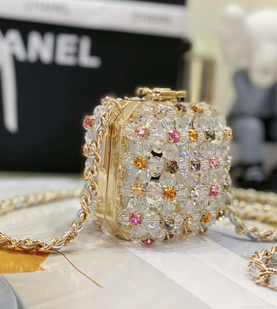 Chanel AS3769 MINI EVENING Bag Imitation Pearls gemstone White & Multicolor