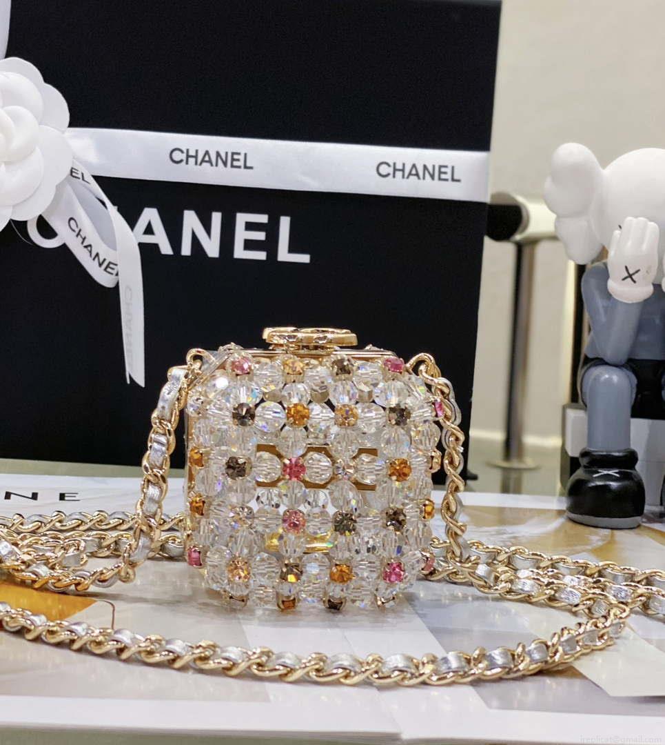 Chanel AS3769 MINI EVENING Bag Imitation Pearls gemstone White & Multicolor