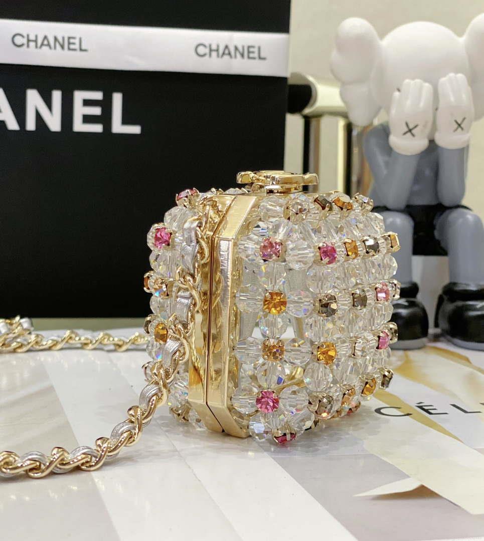 Chanel AS3769 MINI EVENING Bag Imitation Pearls gemstone White & Multicolor