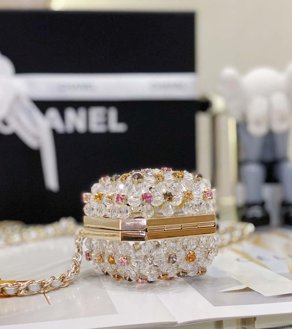 Chanel AS3769 MINI EVENING Bag Imitation Pearls gemstone White & Multicolor