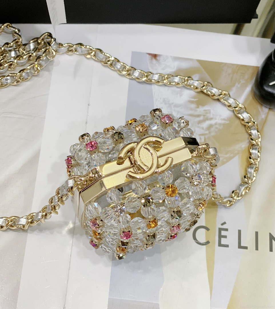 Chanel AS3769 MINI EVENING Bag Imitation Pearls gemstone White & Multicolor