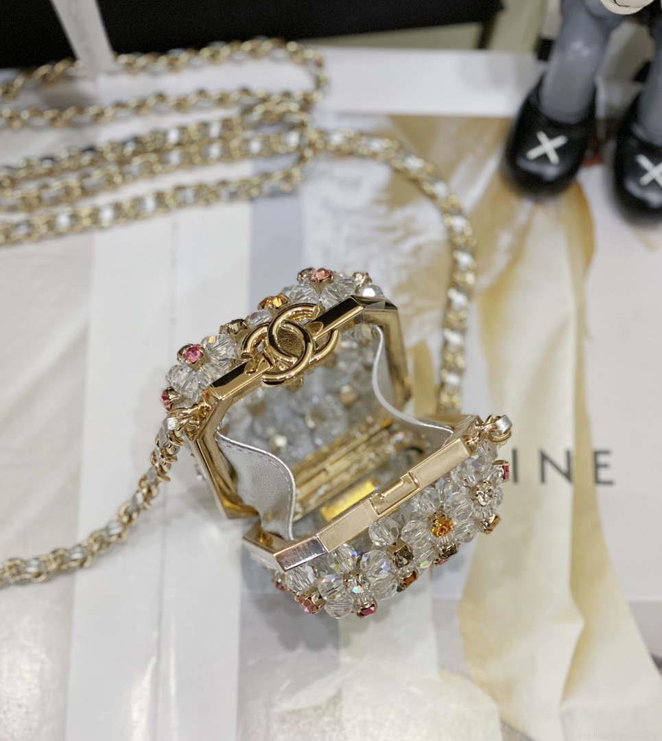Chanel AS3769 MINI EVENING Bag Imitation Pearls gemstone White & Multicolor