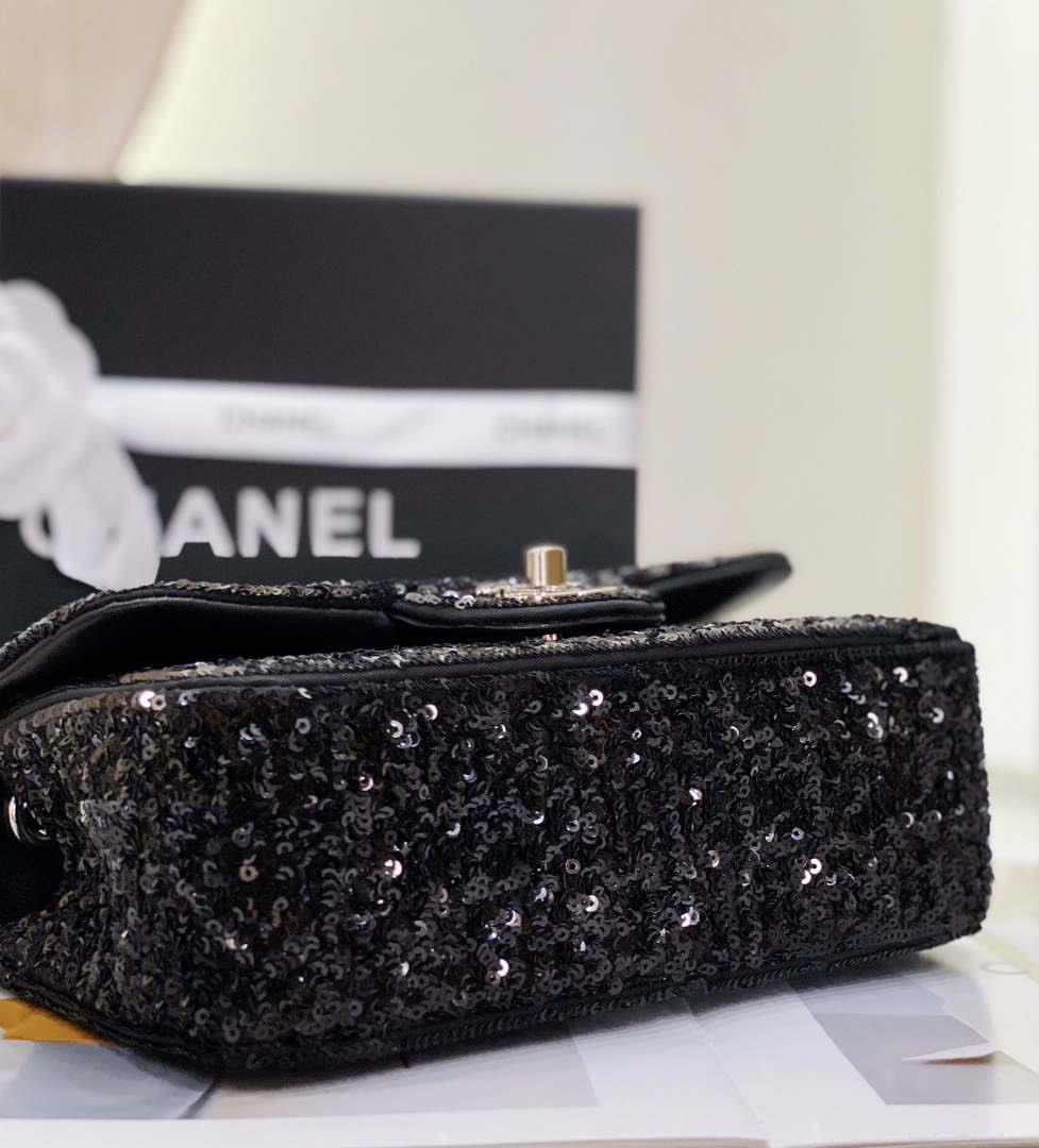 Chanel AS1116 Samll Flap sequin bag sparkling bingbing 20cm Black
