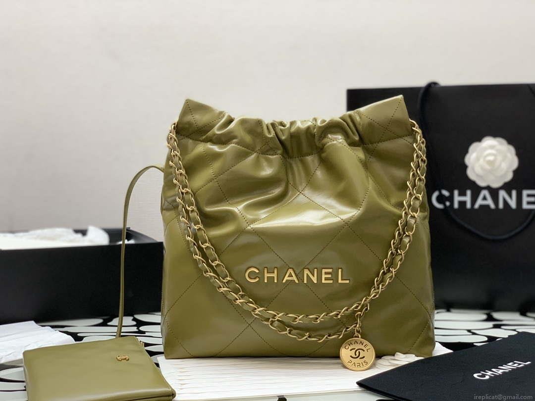 Chanel 22 AS3260 Small Handbag Shiny Calfskin Lemon Yellow