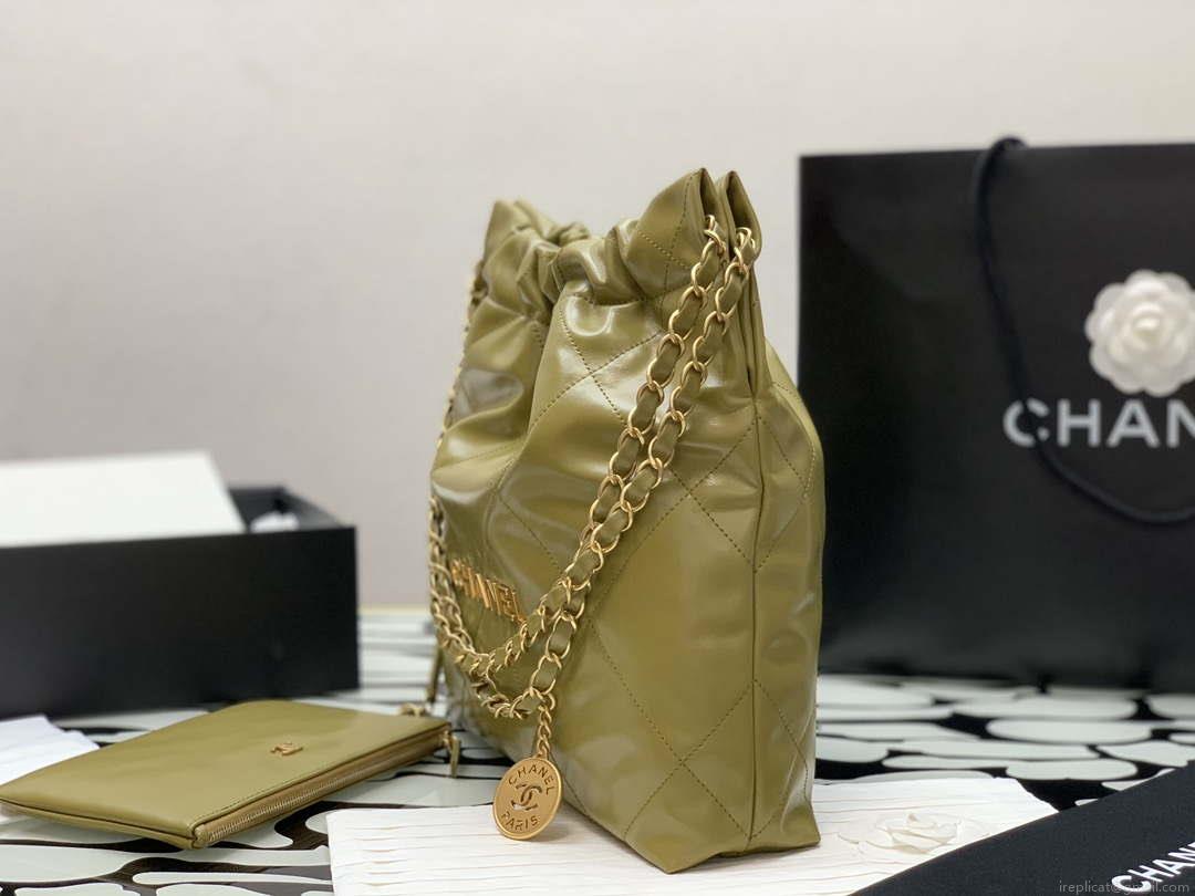 Chanel 22 AS3260 Small Handbag Shiny Calfskin Lemon Yellow