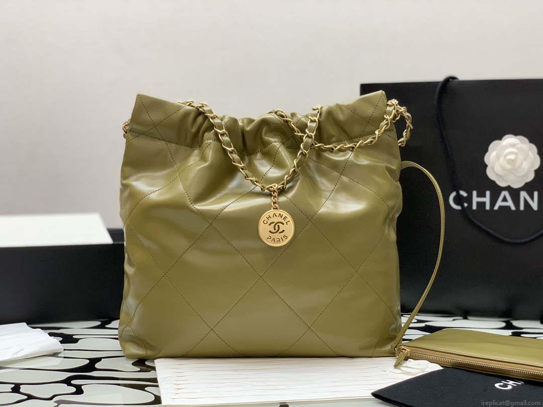 Chanel 22 AS3260 Small Handbag Shiny Calfskin Lemon Yellow